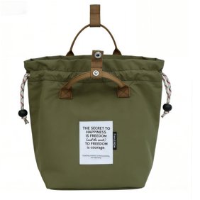 Wanfoou Drawstring Insulated Lunch Bag for Women Men, Large Capacity Leakproof Cooler Tote with Mesh Pocket, Reusable Waterproof Lunch Box for Work School Office, Thermal Lunch Container(Dark Green)