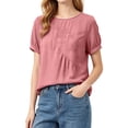 thumbnail image 5 of Lmueinov 2026 Summer Women's Floral Embroidery Cotton Linen Tops, Short Sleeve Crew Neck Casual Loose Blouses M-4XL, 5 of 6