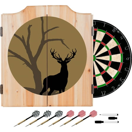 Hunt Deer Wood Dart Cabinet Set