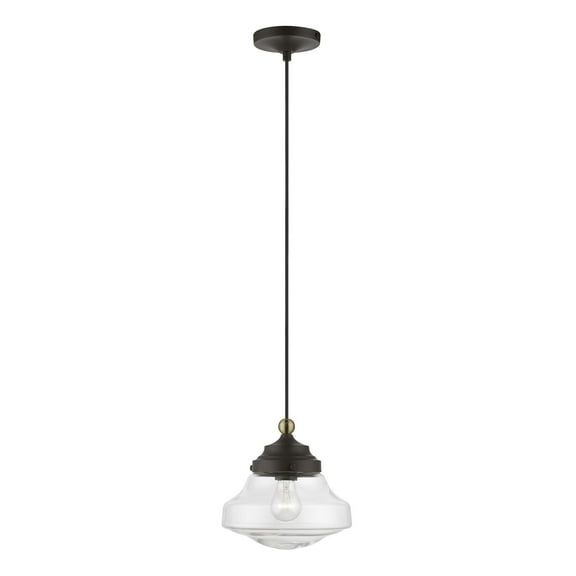 41293-07 Livex Lighting Avondale - 1 Light Mini Pendant In Nautical Style-15 Inches Tall and 9 Inches Wide-Bronze/Antique Brass Finish    -Traditional