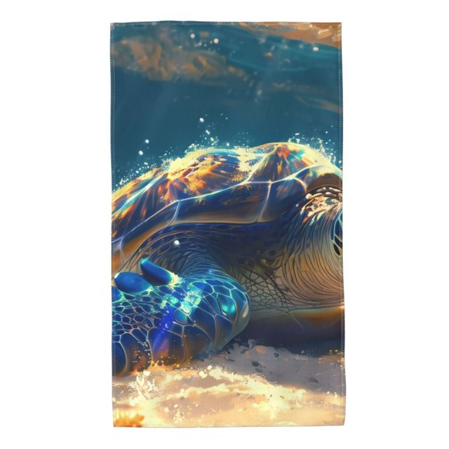 Balery Sunshine Underwater Sand Turtle Toalla de Microfibra Premium con Estampado – 27.5x16 pulgadas, Alta Absorción, Suave y Aterciopelada, Secado Rápido