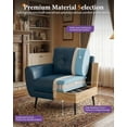 thumbnail image 4 of LAZZO Tufted Leather Accent Chair, Mid-Century Modern Upholstered Armchair for Living Room and Bedroom, Blue, 4 of 8