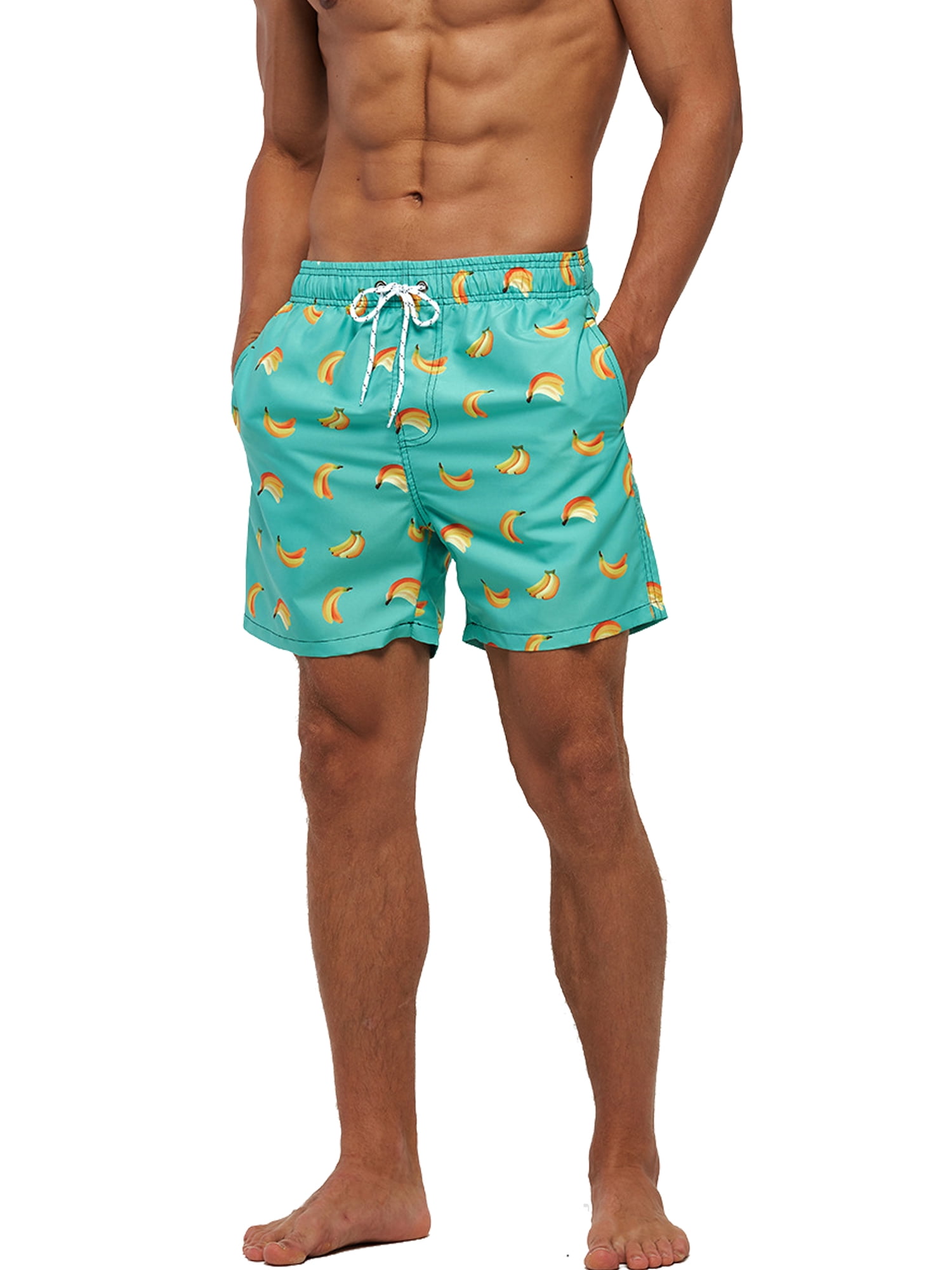 Mens Beach Swim Trunks Forest Bird Dog Boxer Swimsuit Underwear Board Shorts with Pocket 