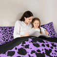thumbnail image 4 of Manfei Retro Cow Print Queen Comforter Set 3 Pieces,Abstract Animal Spot Comforter Sets Queen,Purple Black,1 Comforter and 2 Pillowcases,Reversible, 4 of 6