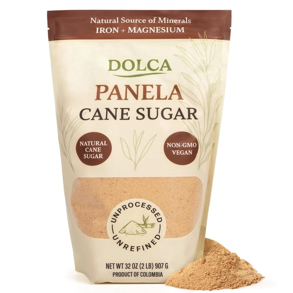 Dolca Panela Sugar – Natural Unrefined Evaporated Cane Juice – Granulated Cane Sugar - Rich Caramel Flavor – Brown Sugar 1:1 Alternative for Coffee, Tea & Baking