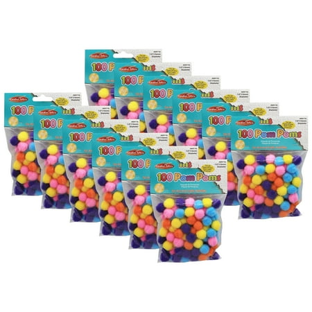 UPC: 0194629002863 | Charles Leonard Pom-Poms 1/2 Hot Colors 100 Per Pack 12 Packs