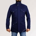 thumbnail image 2 of Blue Long Coat Cotton Jacket For Men Long Coat Cotton Coat For Men Blue Cotton Coat Men Long Cotton Coat Casual Jacket For Men Buttoned Coat size XXXL, 2 of 5