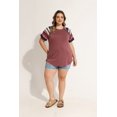 thumbnail image 5 of TIYOMI Plus Size Womens 5X Mauve Tops Rainbow Stripe Sleeve Pullover Pink Raglan Short Sleeve Crewneck Summer Tee Loose Fit Tunic 5XL 26W 28W, 5 of 7