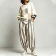 thumbnail image 5 of PNTUTB Fashion Women's Color Block Two Piece Set Crew Neck Long Sleeve Top Harem Pants Loose Casual Comfort Trendy Outfit Sets, 5 of 7
