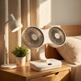 thumbnail image 6 of Dual Head Small Desk Fan, USB Portable Oscillating Table Fan with 4 Speed & LED Light Multi-Angle Rotation Quiet Mini Desktop Fan for Bedroom, Office, Camping, Car B, 6 of 7