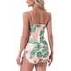 thumbnail image 3 of Conjuntos de pijamas de satén para mujer INSPIRE CHIC, top de tirantes con pantalones cortos, 2 piezas, ropa de dormir, conjunto de pijama de seda S verde, 3 of 6