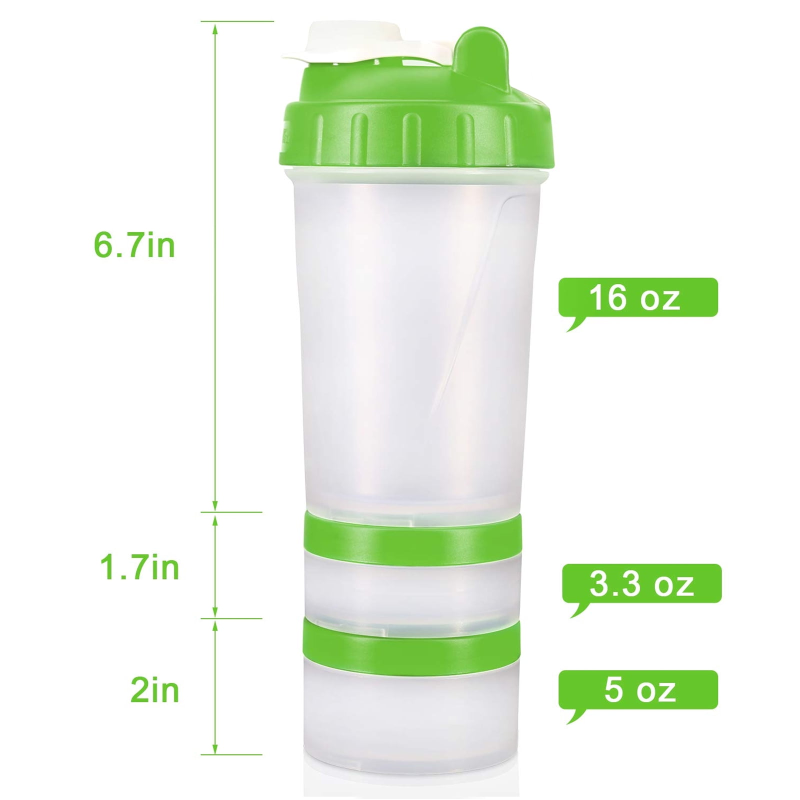 DV-Sports - Protein Shaker Bottle - Non Slip 3 Layer Twist Off 3oz