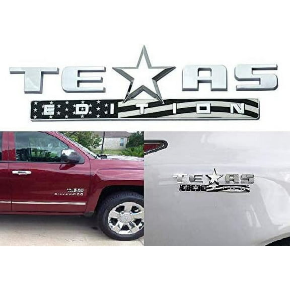 Muzzys American Flag Texas Edition Emblem Badge 3M Universal Stick on, FITS Silverado, Sierra, Tundra, Tacoma, Fender, Tailgate, Door, Car Truck BLACK AND WHITE SUBDUED