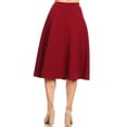 thumbnail image 4 of Moa Collection Women's Casual High Waist A-Line Midi Skirt with Elastic Waistband, 4 of 6