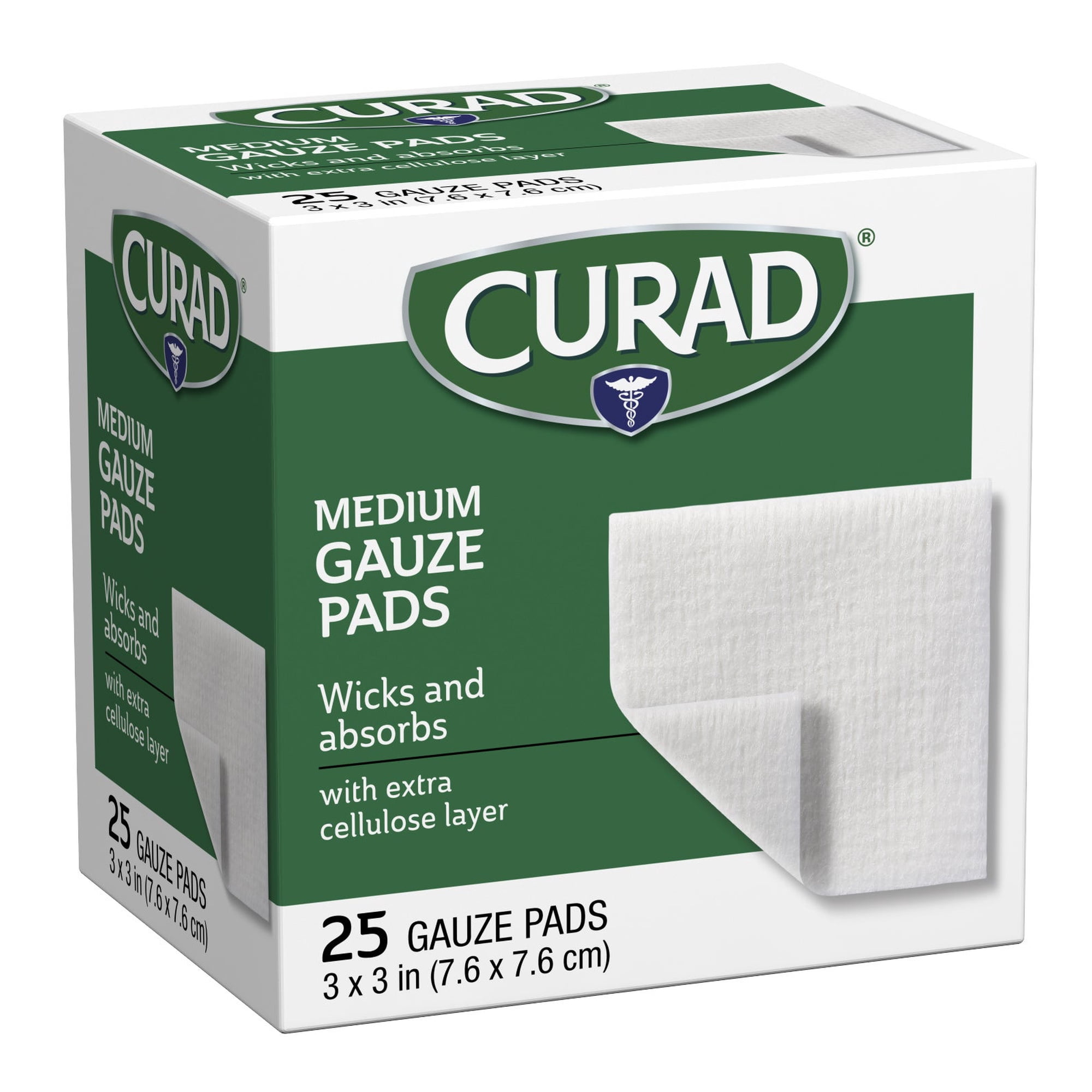 Curad Medium Gauze Pads 3" x 3", 25 ea