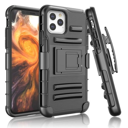 Advanced Armor Hybrid Kickstand Case with Holster Belt Clip for iPhone 11 Pro Max - Black 71539 ...