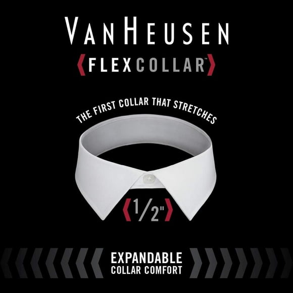 Van Heusen Men's Flex Collar Slim Fit Stretch Dress Shirt, Night Blue, 17.5" Neck 34"-35" Sleeve