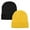 2 Pack Black & Color Yellow, variant on American Trends Winter Hats for Men Women Slouchy Cuffed Beanies Soft Plain Knit Hats Skull Caps Unisex Black