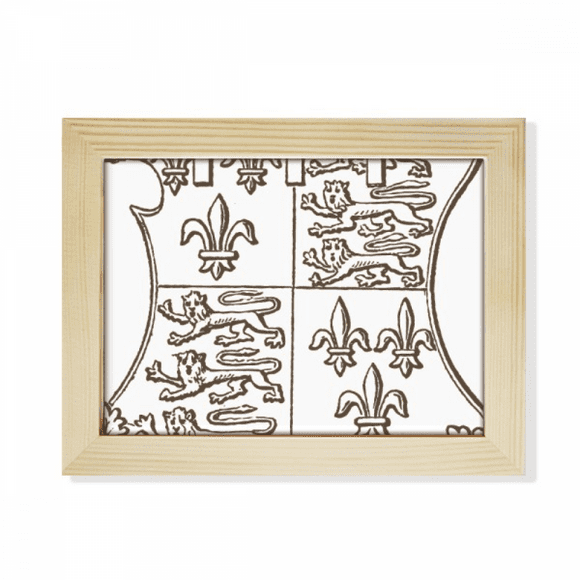 Baroque Art Black White Lion Shield Desktop Photo Frame Picture Art Decoration Painting 6x8 inch