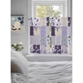 thumbnail image 3 of Spring Floral Bathroom Window Curtain, Dark Purple Flowers Patchwork Grid Bohemia Light Filtering Coffee Kitchen Curtains, Bedroom Living Room Curtains 2 Panel 84"x54", 3 of 6