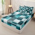 thumbnail image 2 of Homewish Blue Ombre Checkerboard Zipper Queen Comforter Set with Fitted Sheet and 2 Pillowcases,Abstract Grunge Zipper Bedding Set,Black Reversible,4pcs, 2 of 8