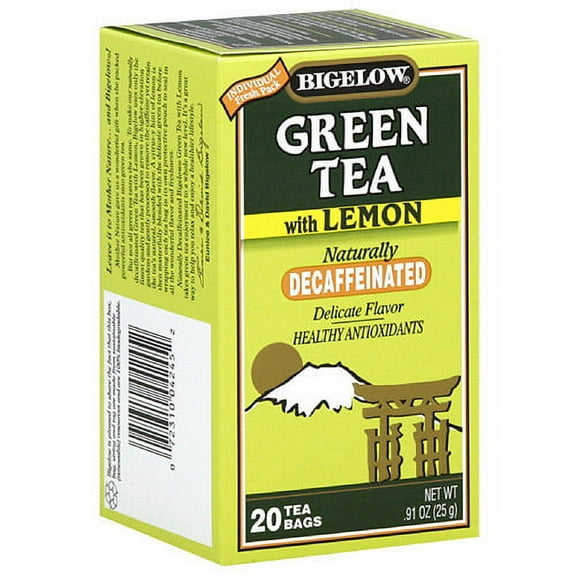Bigelow Naturally Decaffeinated Green Tea With Lemon, 20ct (Pack of 6)