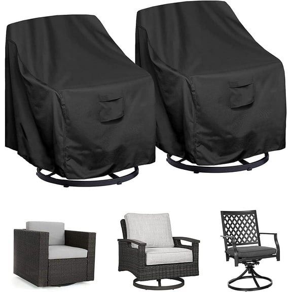 Patio Swivel Chair Cover Waterproof Outdoor Swivel Chair Slip Covers Outside Small Large Oversized Wicker Lawn Club Furniture Protector (33"W x 34"D x 31.5"H (2 Pack))