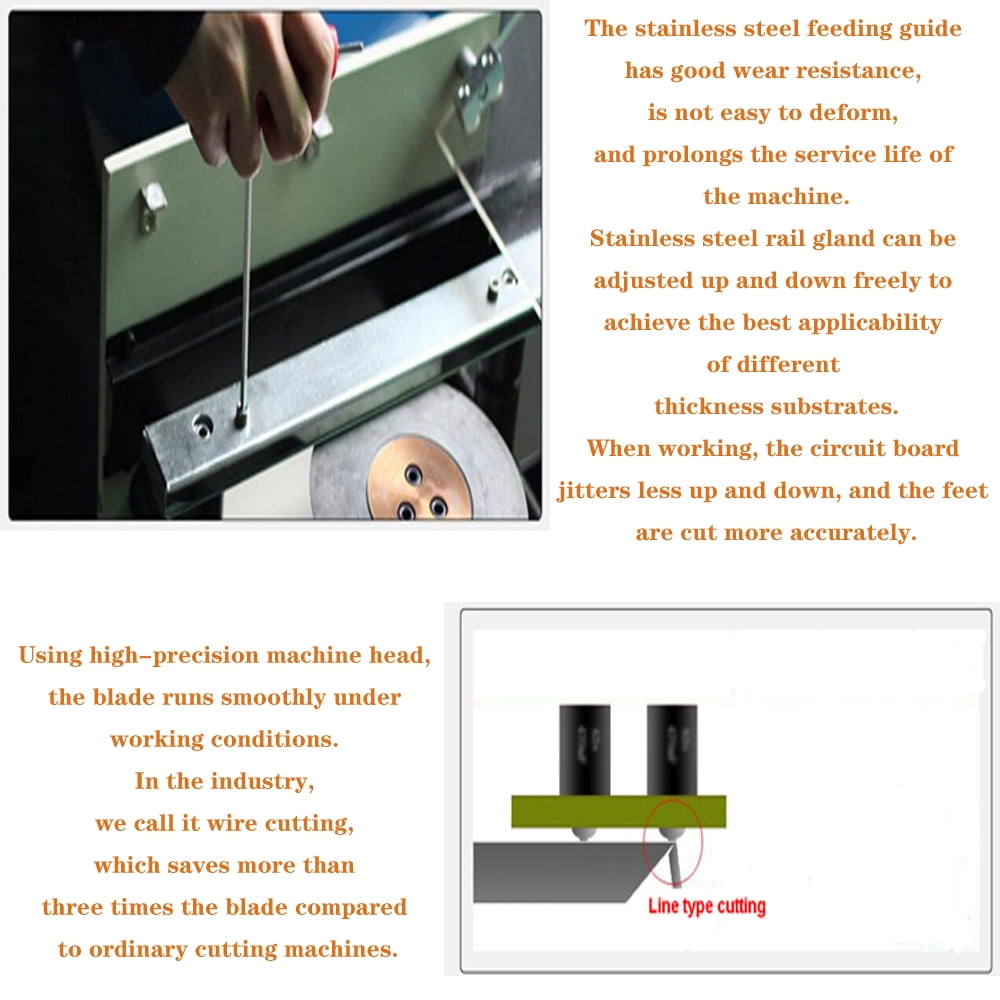 Semi Automatic PCB Foot Cutting Machine Lead Wire Cutter Circuit Board Cut Foot Machine with 7.87 Inch Blade and 0.8-2.5mm Placode Thickness 110V