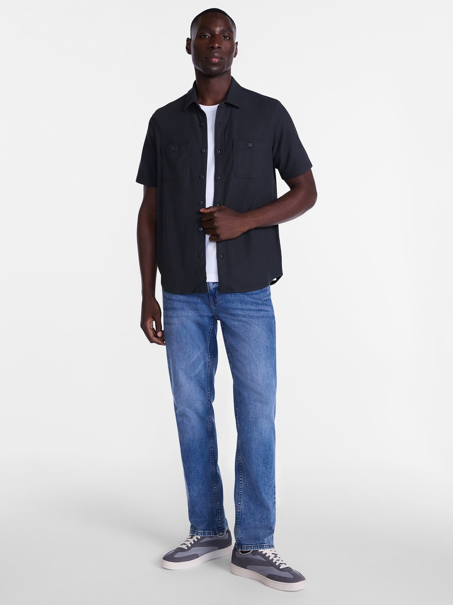 George Men's Waffle Knit Shirt with Short Sleeves, Sizes S-5XB