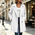 thumbnail image 6 of Womens Trench Coat Notched Lapel Fall Winter Long Sleeve Casual Thicken Wool Blend Single Breasted Pea Coat White S, 6 of 6