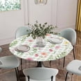 thumbnail image 2 of Spring Floral Fitted Tablecloth with Elastic Edged, Round Table Cloth for Dining Table, Pink Flowers Green Plaid Pastoral Waterproof Oil Proof Table Cover for Indoor Outdoor 36"-44", 2 of 8
