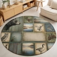 thumbnail image 4 of Wildlife Portraits 6FT Round Area Rugs for Living Room Animals Plaid Deer Owl Bear Rustic Brown Pine Cone Ultra-Thin Non-Slip Round Rugs Washable Low Pile Circle Carpet for Bedroom Kitchen Nursery, 4 of 9