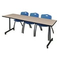 thumbnail image 2 of Regency Kobe 84 x 24 in. Mobile T-Base Training Table- Beige, 2 M Stack Chairs- Blue, 2 of 7