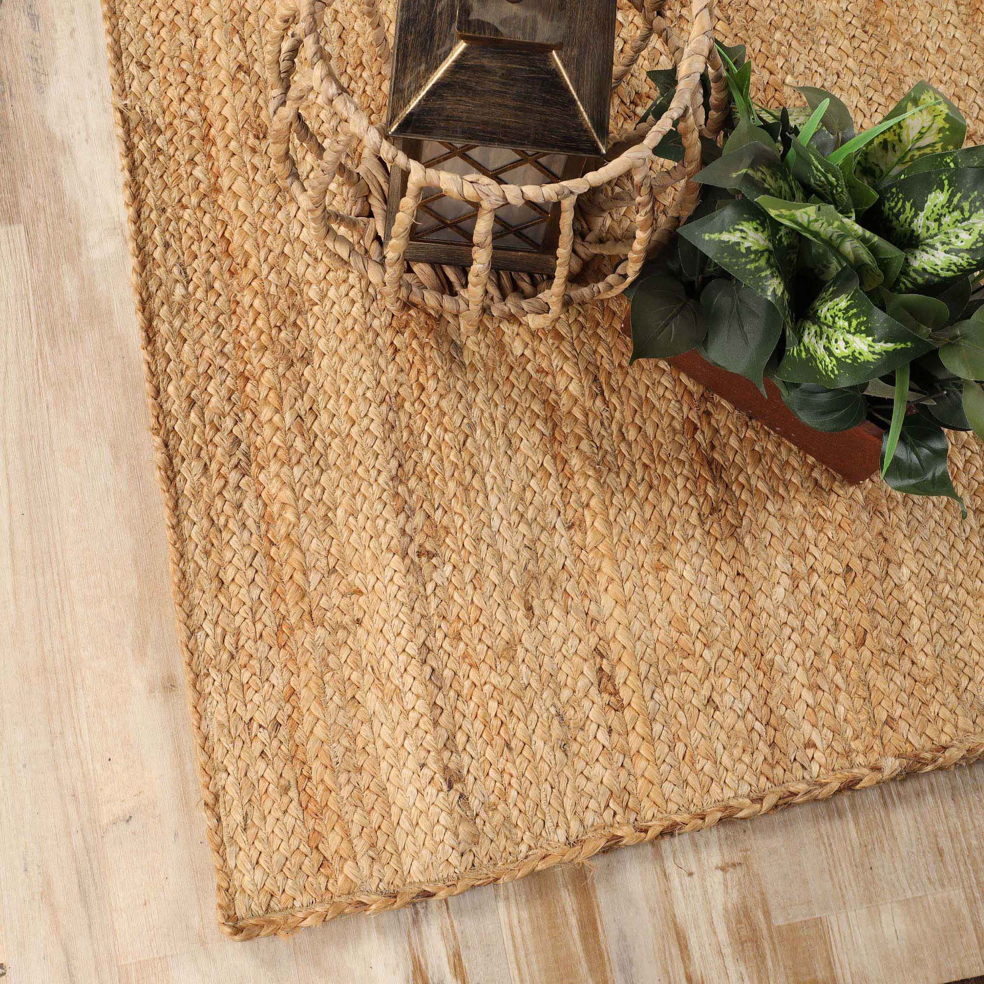 Superior Braided Jute Handwoven Area Rug 10' x 14', Indoor Outdoor Rugs, Natural Tan
