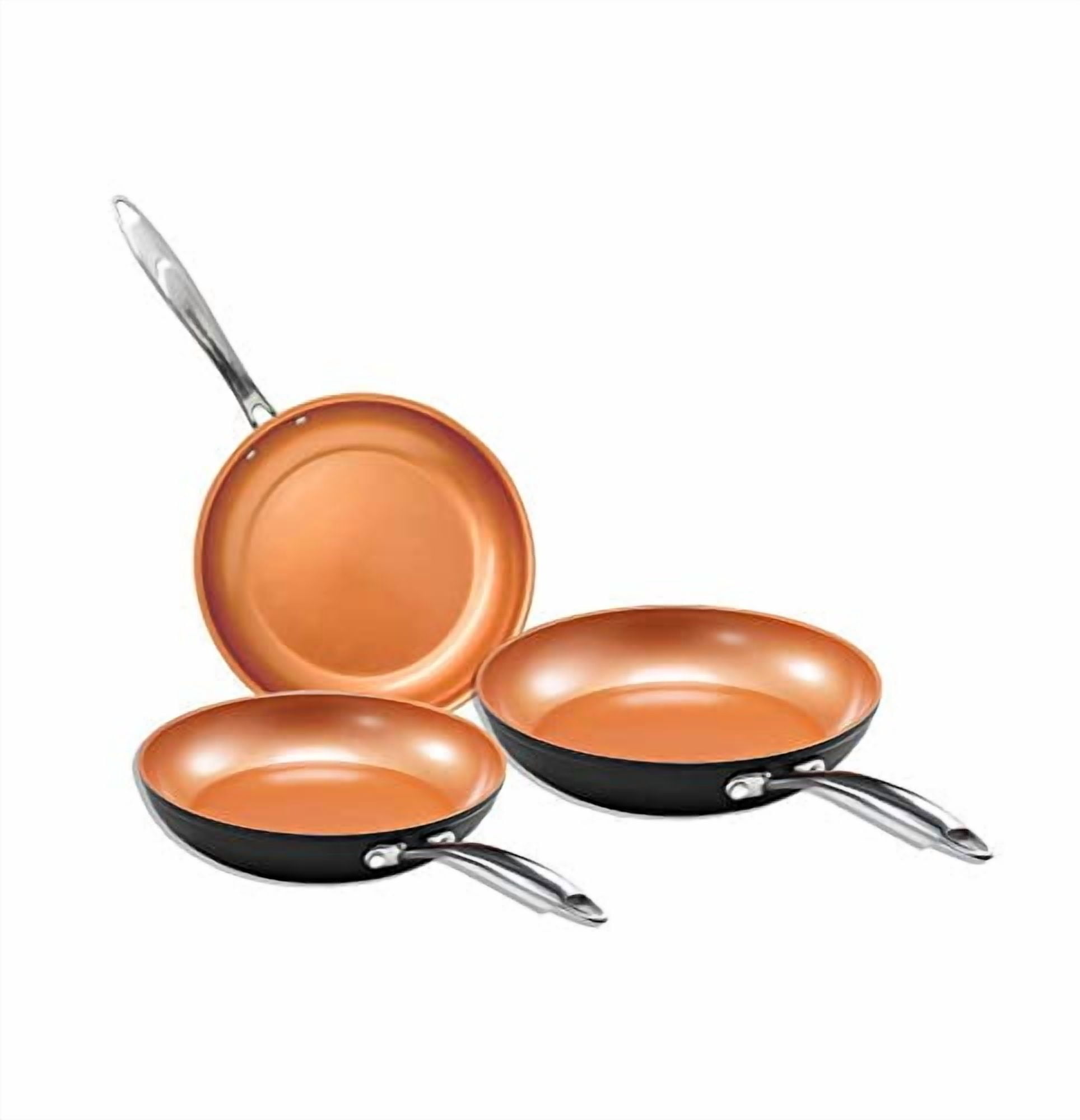 Gotham Steel Hard Anodized 8", 10", 12" Premium Chef's Skillet Set, with Ultimate Nonstick Ceramic & Titanium Coating, Oven and Dishwasher Safe, Brown, Large