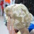 thumbnail image 4 of Peluca de cosplay rubia vintage, peluca sintética corta rubia platino para mujer, disfraz de Halloween y uso diario con gorro de peluca (rubia), 4 of 5