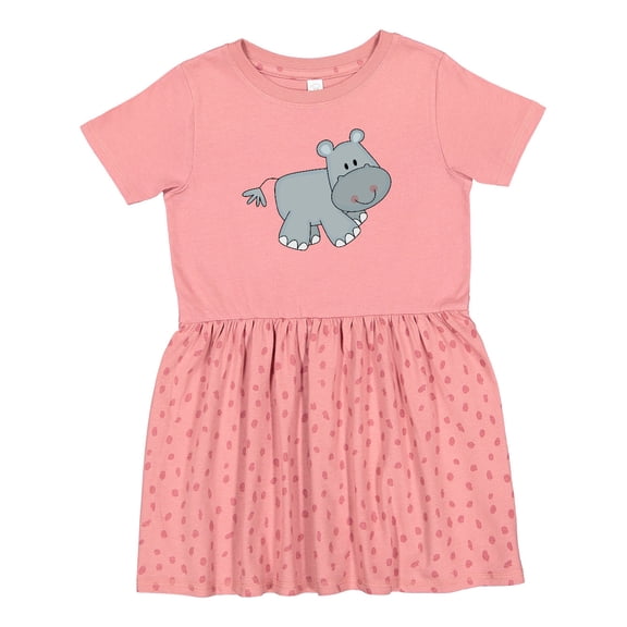 Inktastic Cute Smiling Baby Hippo Girls Toddler Dress