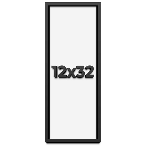 12x32 Shadow Box Frame Black | 1 inches Deep Real Wood Contemporary Shadowbox Display Frame | UV
