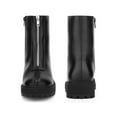 thumbnail image 2 of BLISSFUL STEP Women's Chunky Heel Ankle Boots Front Zipper Faux Leather Platform Booties Black 5.5, 2 of 7