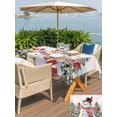 thumbnail image 4 of Outdoor Tablecloth with Umbrella Hole and Zipper, Beige Burlap Snowman Rectangle Table Cloth 52x70 Inch Waterproof Tablecloth, Christmas Tree Snowflake Winter Picnic Table Cover for Patio Camping, 4 of 7