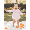 thumbnail image 5 of BemeyourBBs Baby Girl Valentine Outfit Newborn Bubble Romper Long Sleeve Bow Heart Embroidery Bodysuit Spring Clothes, 5 of 9