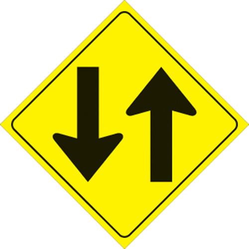 Voss 420 TW YR 12x12in. Reflective Trail Sign - Two Way Arrows (Yellow/Black)