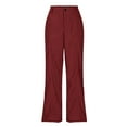 thumbnail image 4 of zaveiop Women's Pants High Waisted Jeans Stretch Loose Fit Colorblock Denim Pants with Pocket (Wine, XXL), 4 of 8