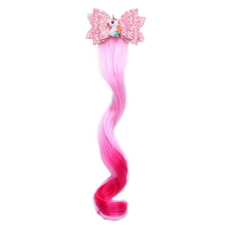 SHOPFIVE 1Pcs New Hot Sale Unicorn Hair Clips For Girls Long Wig Ponytails Shiny Glitter Hair
