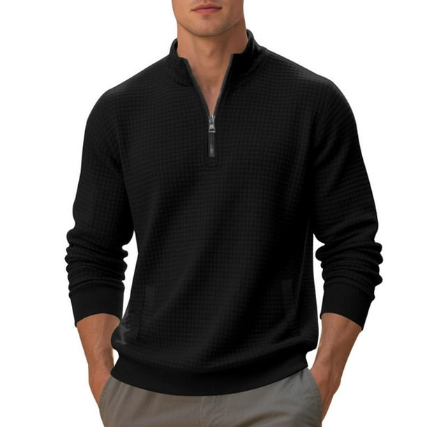 pstuiky Camisas suaves de manga larga para hombre, Sudadera con capucha informal de colores sólidos para hombre, jersey de manga larga con bolsillo y cuello alto Tops de talla grande para hombre xxxl