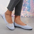 thumbnail image 6 of Gpaecead Women's Rhinestone Floral Ballet Flats Faux Suede Slip On Cushioned Dress Shoes For Office, Party And Commute Blue, 6 of 8
