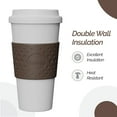thumbnail image 3 of Copco Acadia 16 oz Reusable To-Go Travel Mug - BPA-Free Insulated Coffee Cup with Double-Wall Insulation, Spill-Proof Lid & Non-Slip Rubber Grip - Microwave & Dishwasher Safe (White/Brown), 3 of 7