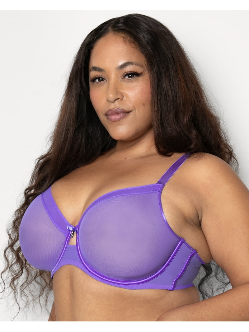 Curvy Couture Sheer Mesh Unlined Bra – Full Coverage Underwire For Comfort & Support
