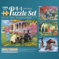 Bits and Pieces 4-In-1 Multi-Pack Days of Yore 1000 Piece Jigsaw Puzzles for Adults, 20" x 27"