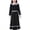 Black, variant on SDJMa Muslim Long Dress Medium Big Girls Long Sleeve Doll Collar Colorblock Dress